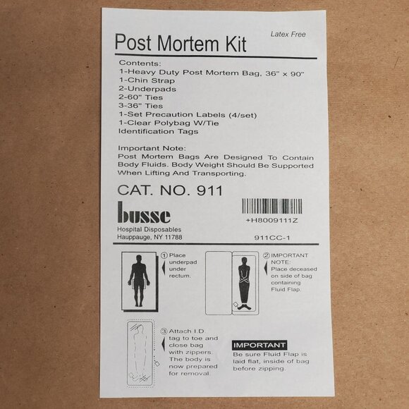 Busse #911 Post Mortem Kit 36" 90" - Picture 4 of 5